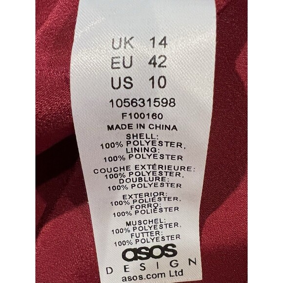 ASOS DESIGN pleated cami maxi dress with satin wrap waist in burgundy Size 10 - Picture 11 of 12